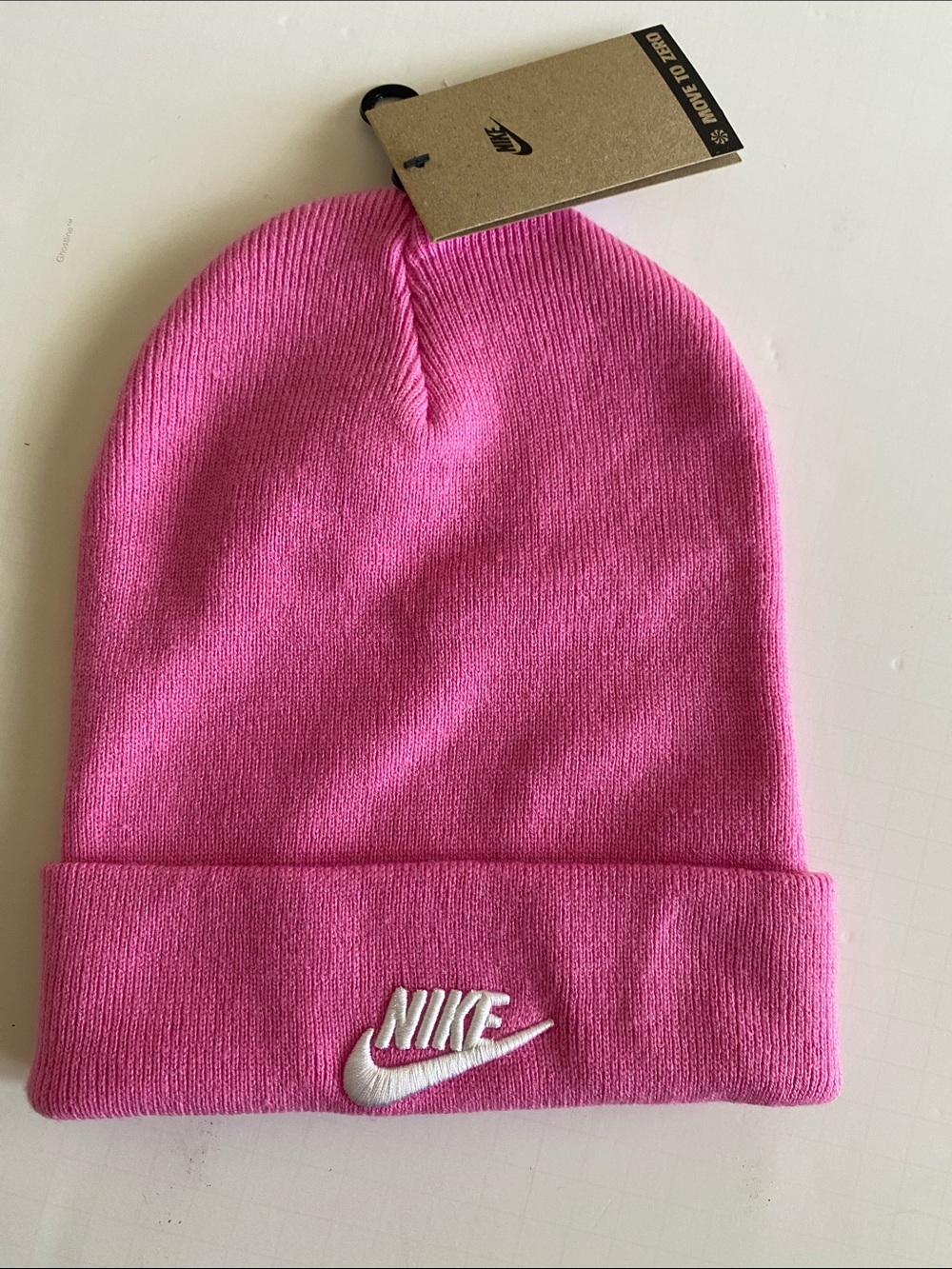 NWT Nike Aldult unisex Pink Knit Cuffed Beanie with White Logo